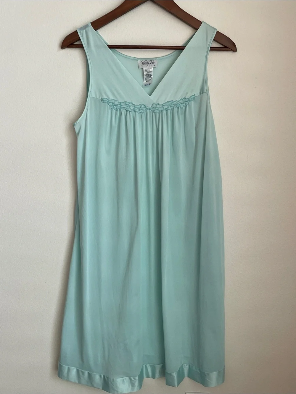 Vintage 70s Slip Dress Small Light Blue Nightgown Coquette Cottagecore Fairycore